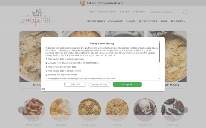 Screenshot of thereciperebel.com