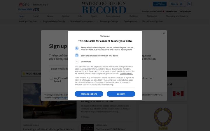 Screenshot of therecord.com