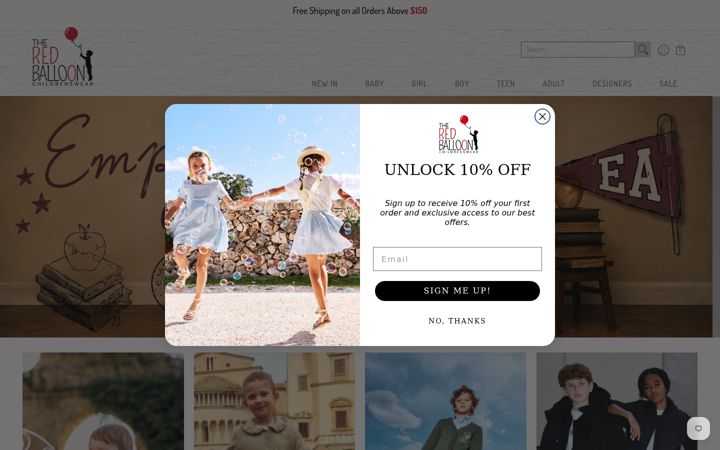 Screenshot of theredballoonshop.com