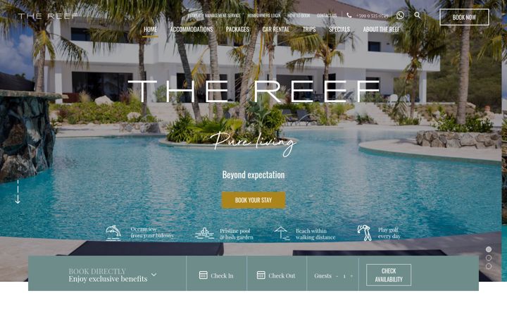 Screenshot van thereefbluebay.com