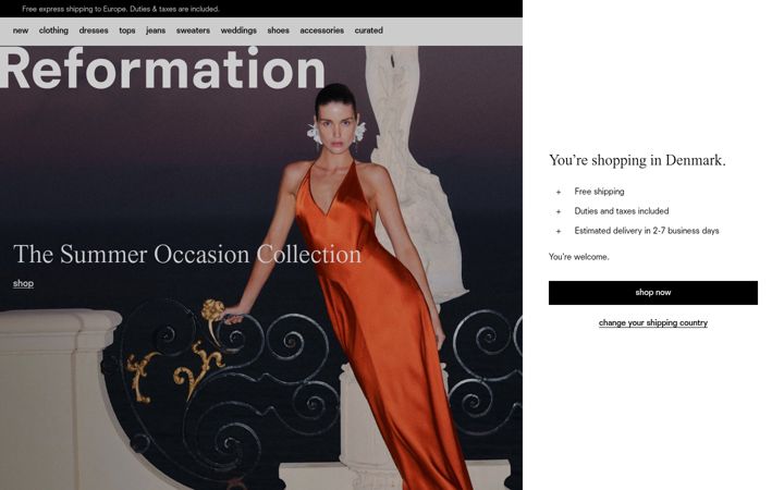 Captura de pantalla de thereformation.com