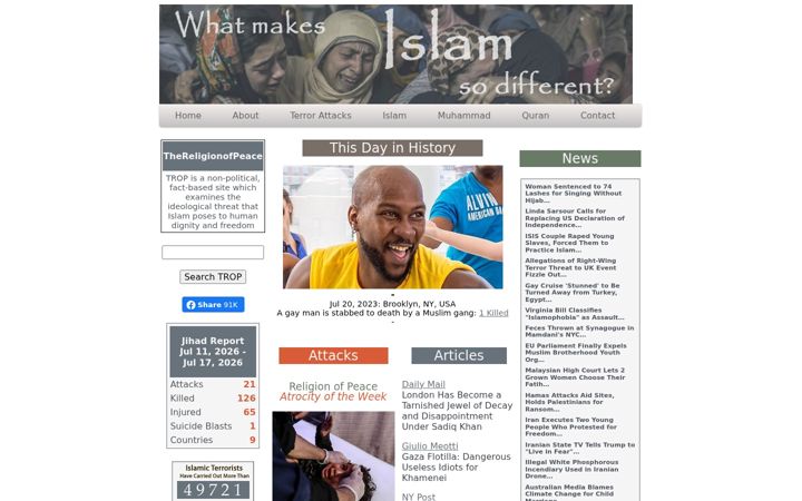 Screenshot of thereligionofpeace.com