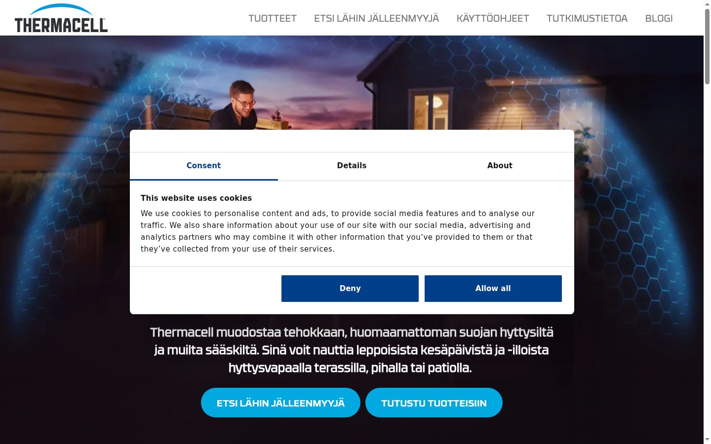Snimka zaslona bannera za privolu prikazanog prije bilo kakve interakcije