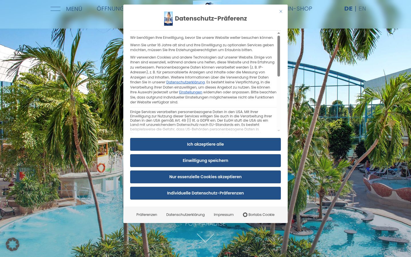Screenshot tal-banner tal-kunsens muri qabel kwalunkwe interazzjoni