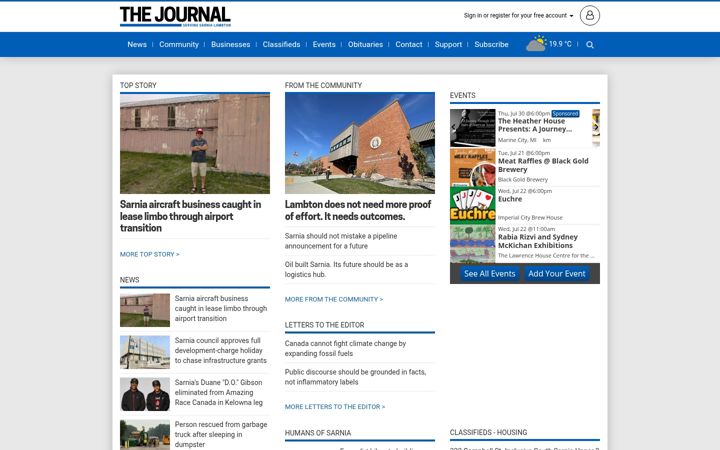 Captură de ecran a thesarniajournal.ca