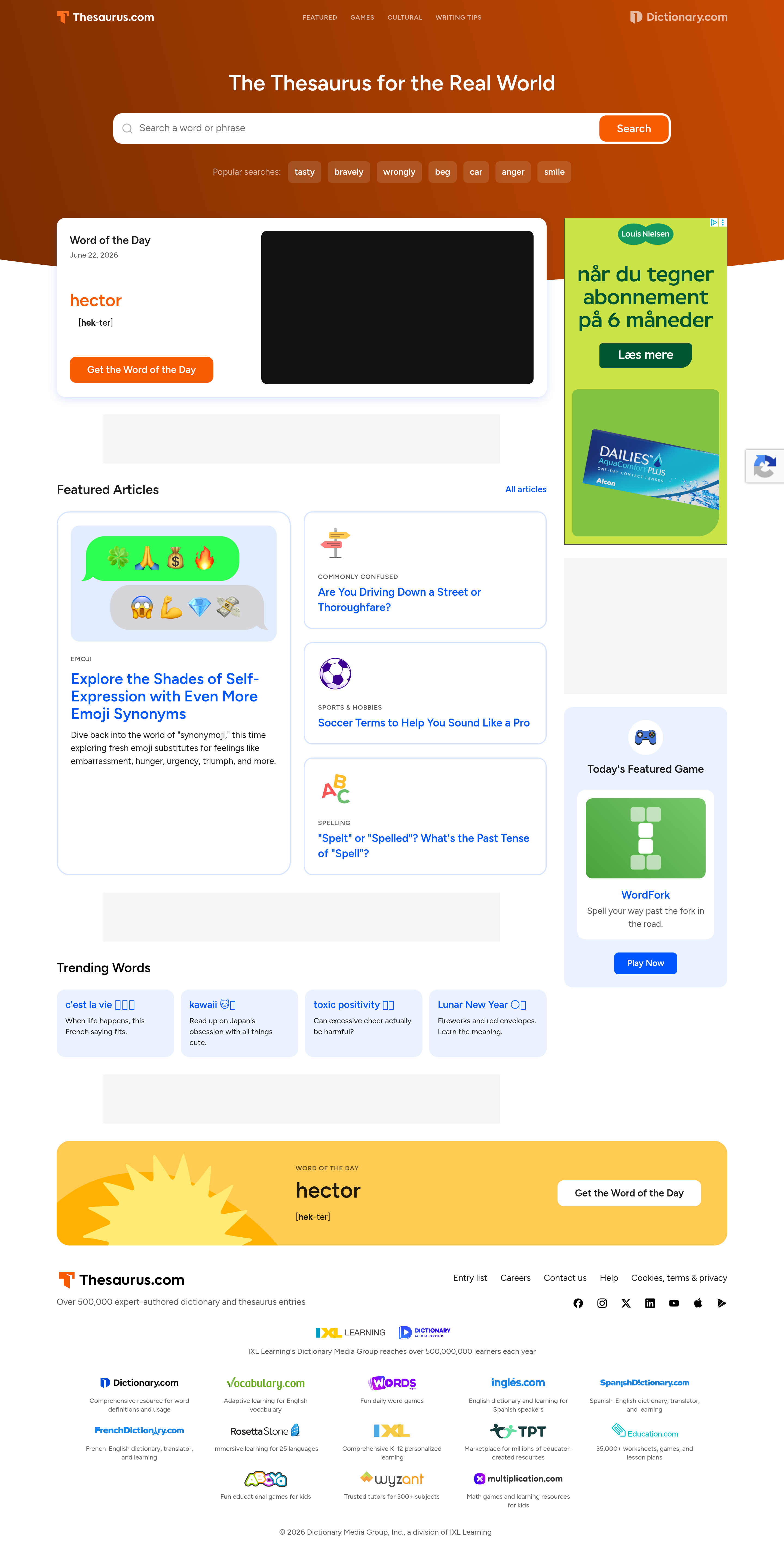 Screenshot of thesaurus.com
