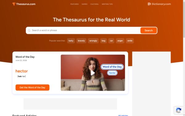 Screenshot of thesaurus.com