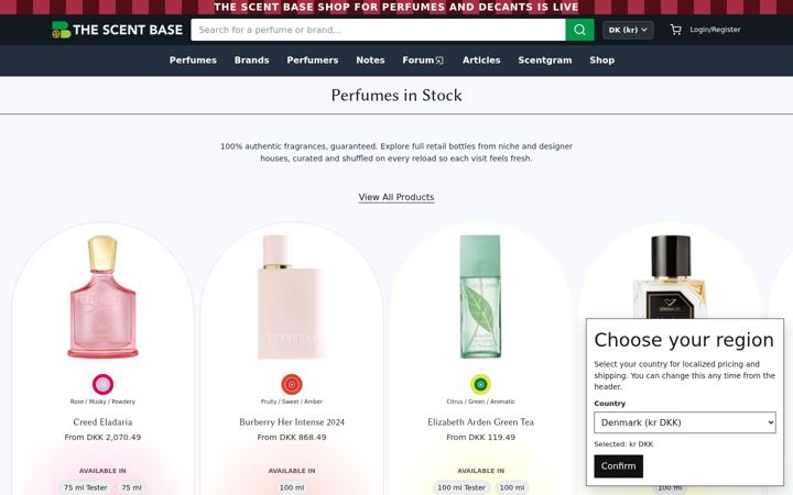 Screenshot of thescentbase.com