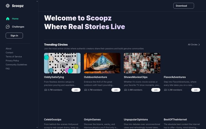 Screenshot of thescoopz.com