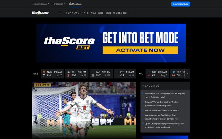 Captura de ecrã de thescore.com