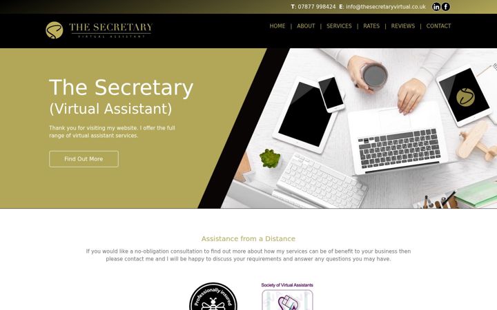 Zrzut ekranu thesecretaryvirtual.co.uk