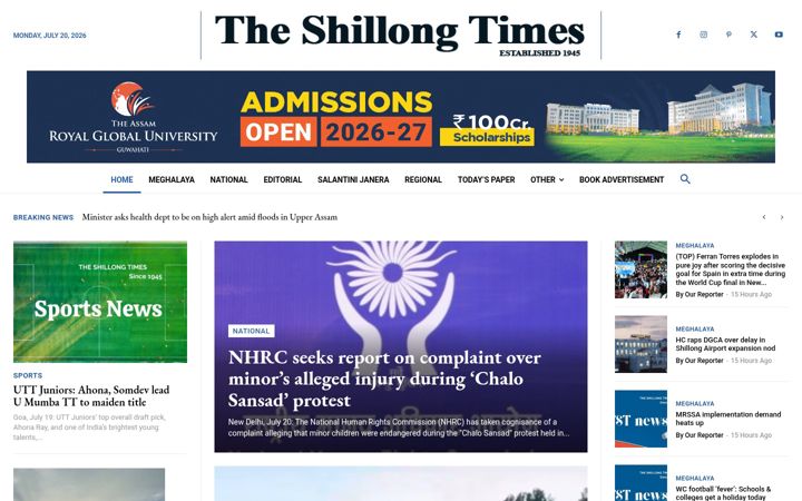 Screenshot of theshillongtimes.com