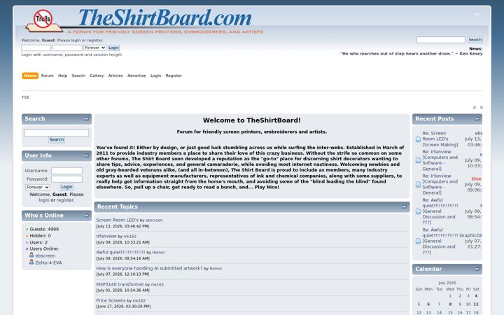 Screenshot of theshirtboard.com