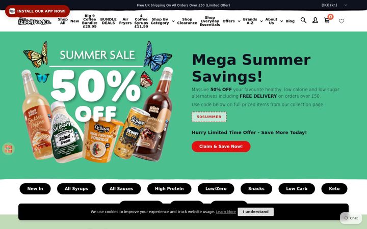 Screenshot of theskinnyfoodco.com