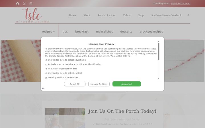 Screenshot of thesouthernladycooks.com