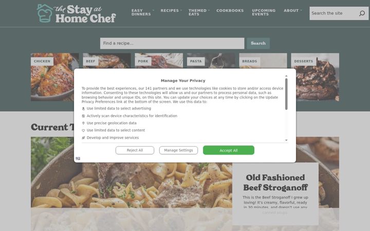 Screenshot of thestayathomechef.com