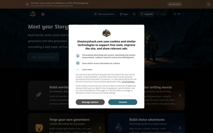 Screenshot of thestoryshack.com