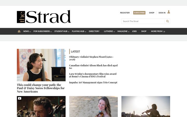 Screenshot of thestrad.com