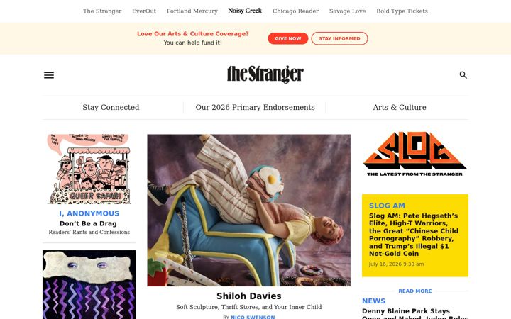 Captura de ecrã de thestranger.com