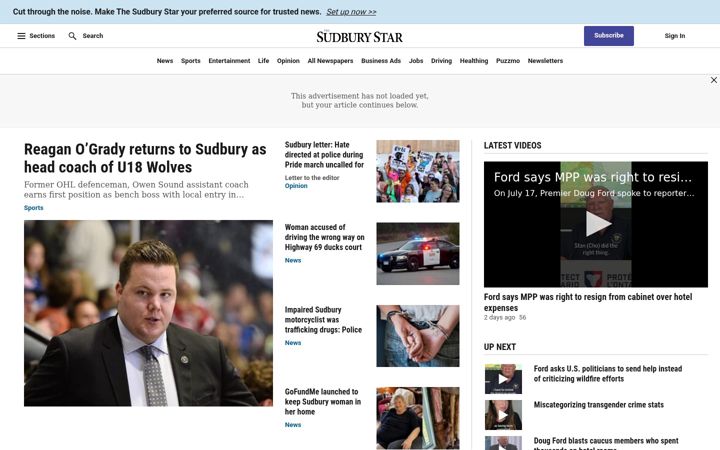 Screenshot of thesudburystar.com
