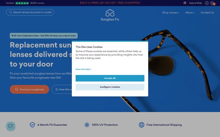 Screenshot of thesunglassfix.com