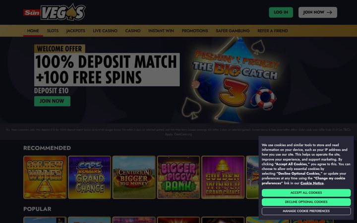 Screenshot of thesunvegas.co.uk