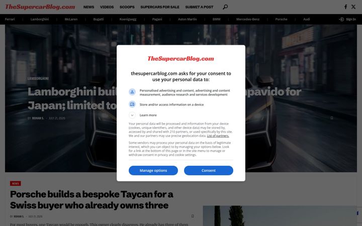 Screenshot of thesupercarblog.com