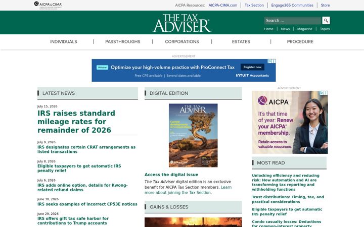 Screenshot of thetaxadviser.com