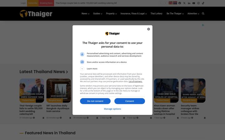 Screenshot ta' thethaiger.com