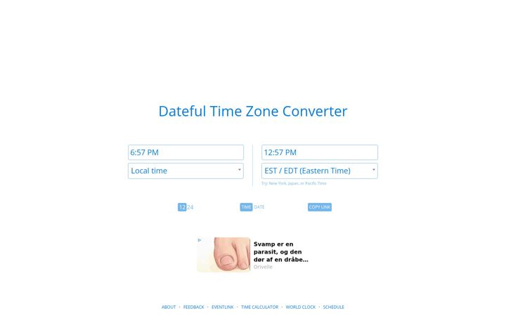 Screenshot of thetimezoneconverter.com
