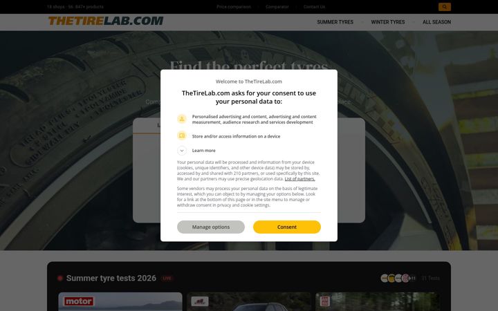 Screenshot of thetirelab.com