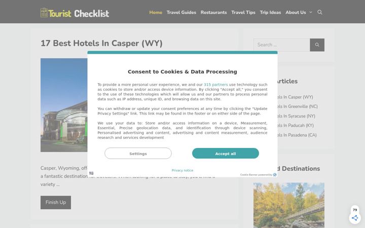 Screenshot of thetouristchecklist.com