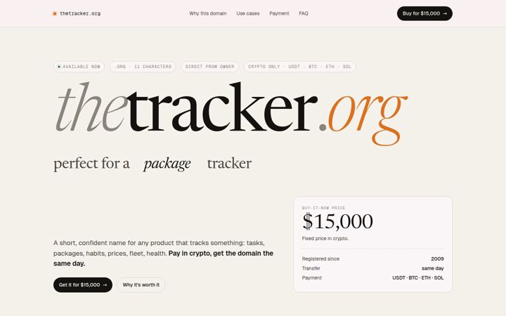Ekrānuzņēmums no thetracker.org