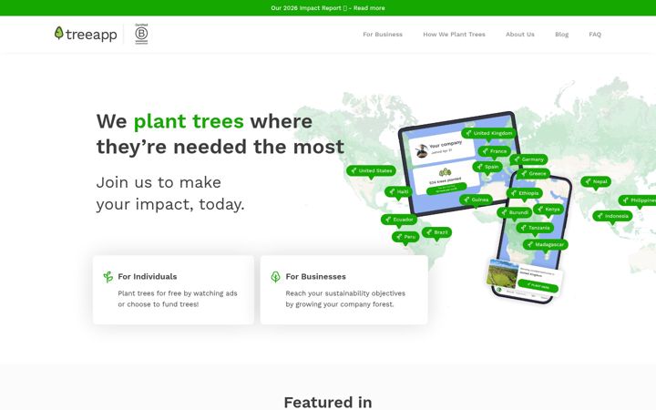 Snímek obrazovky thetreeapp.org