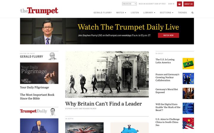 Screenshot of thetrumpet.com