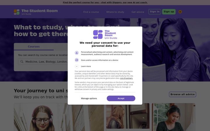 Screenshot of theuniguide.co.uk