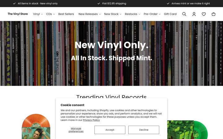 Skärmbild av thevinylstore.com.au