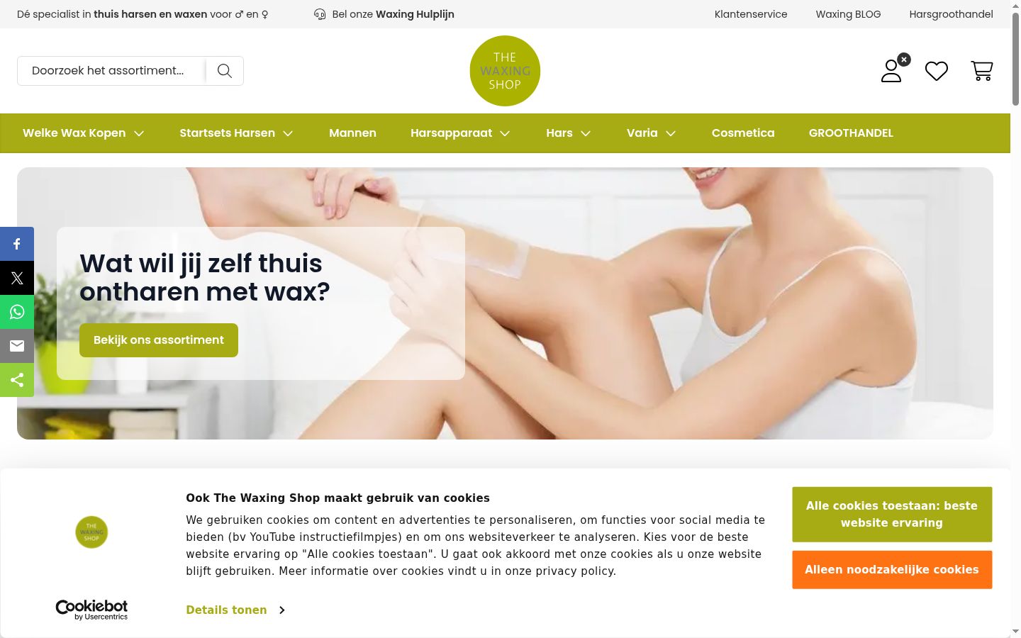 Screenshot van de toestemmingsbanner zoals getoond vóór enige interactie