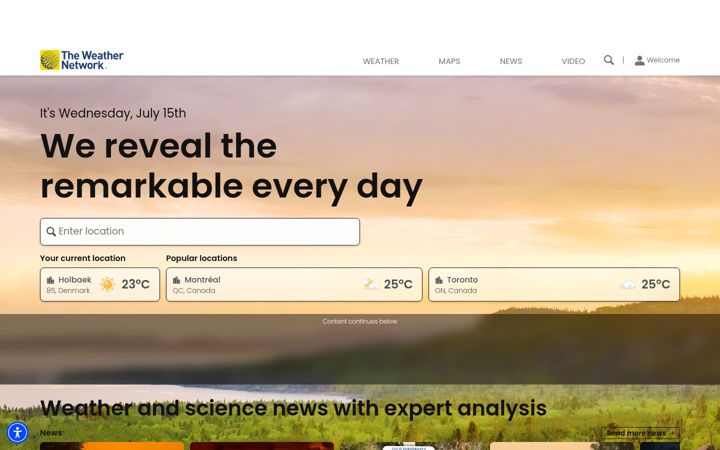 Skærmbillede af theweathernetwork.com