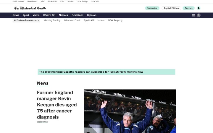 Screenshot of thewestmorlandgazette.co.uk