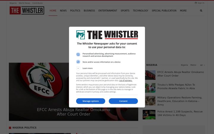 Screenshot of thewhistler.ng