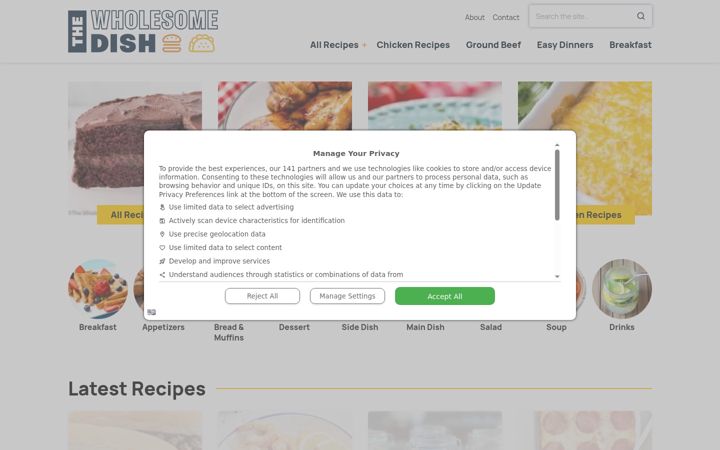 Screenshot of thewholesomedish.com