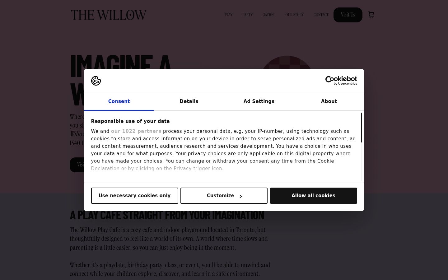 Screenshot of the consent banner shown before any interaction