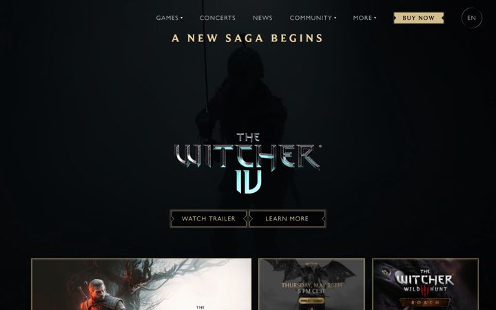 Snímek obrazovky thewitcher.com