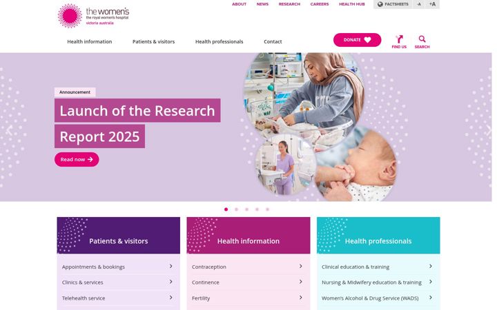 Screenshot of thewomens.org.au