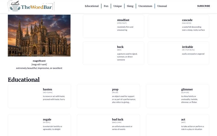 Screenshot of thewordbar.com