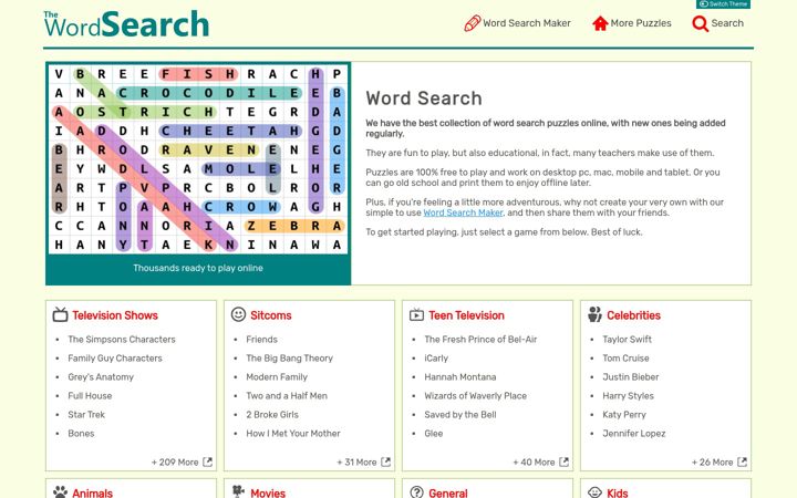 Screenshot of thewordsearch.com