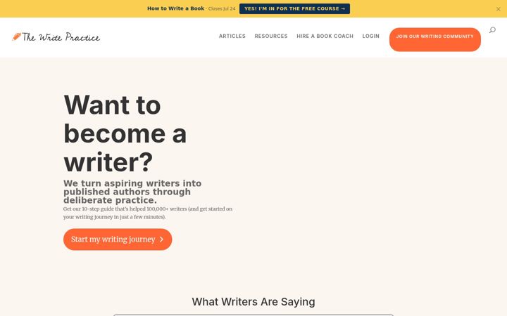 Screenshot of thewritepractice.com