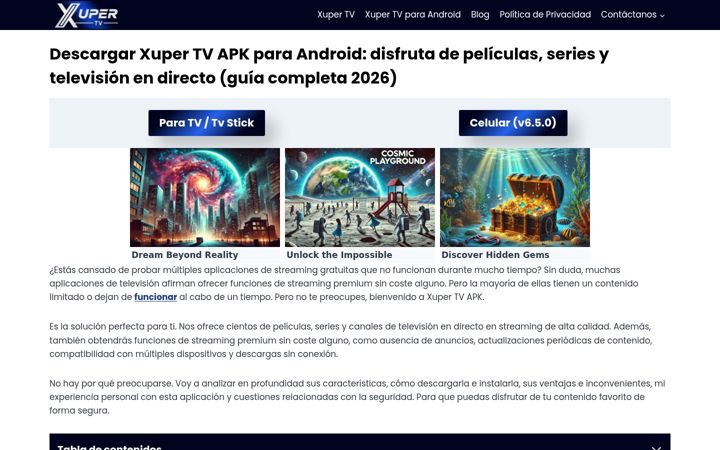 Screenshot of thexuperztv.com