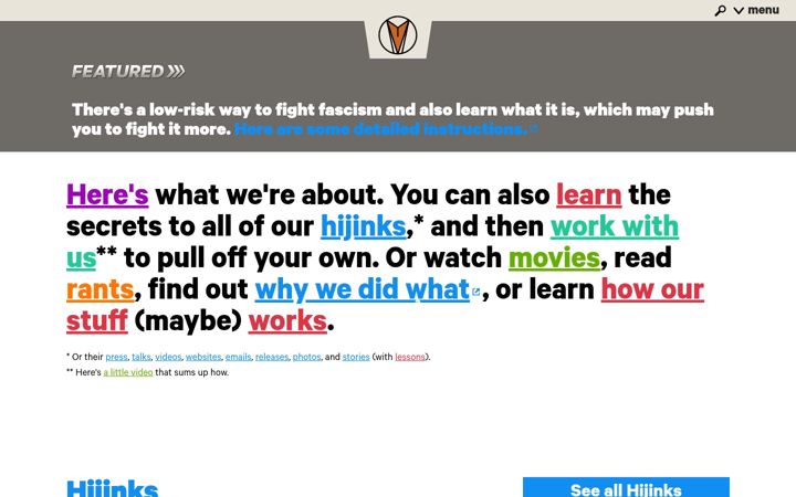 Screenshot von theyesmen.org